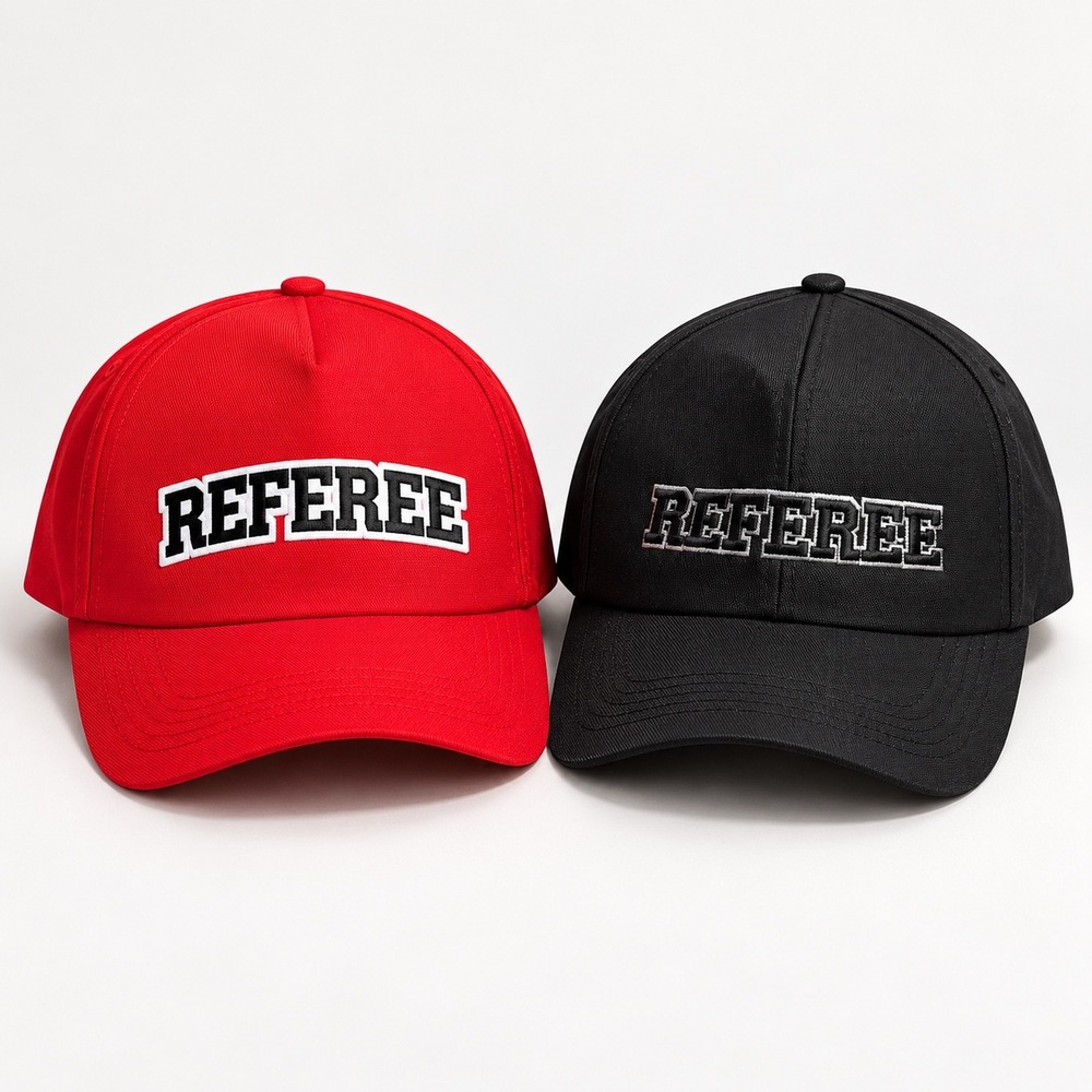 REFEREE Snapback Hats Lot of 2 Red Black Sports Official Game Day Caps Baseball